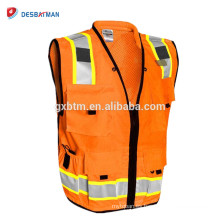 Polyester Front And Mesh Back Zipper Safety Vest New Design 3M Reflective Jacket With Pocket